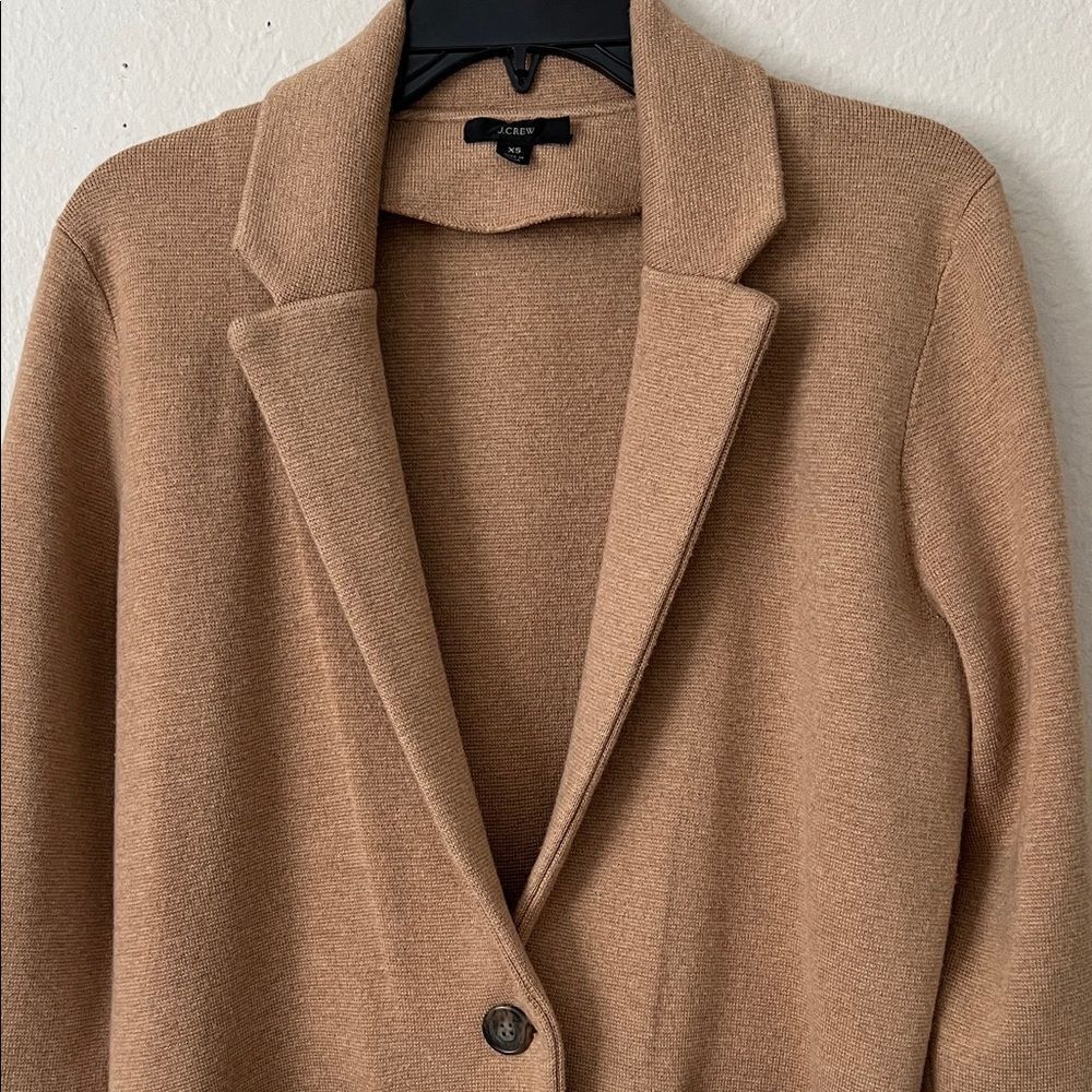 Like New! J.Crew Schoolboy Knit Sweater Blazer in Heather Acorn in Size XS - Picture 3 of 16
